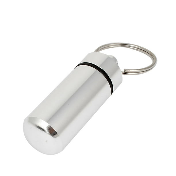2pcs Waterproof Travel Aluminum Alloy Pill Container Keychain Case Purple